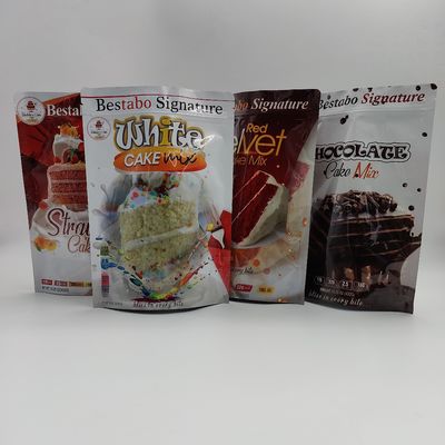 OEM Kek Tozu Kilitli Alüminyum Çanta Yan Köşebent Açılıp Kapanabilir Ayakta Kese Folyo