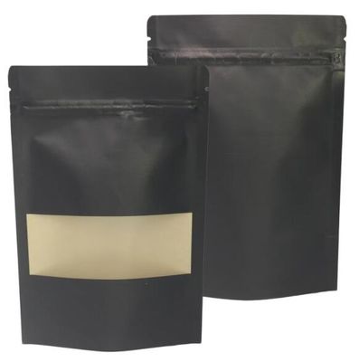 Çok Boyutlu Doypack Stand Up Kraft Isıl Yapışmalı Kağıt Torba Pencereli Siyah