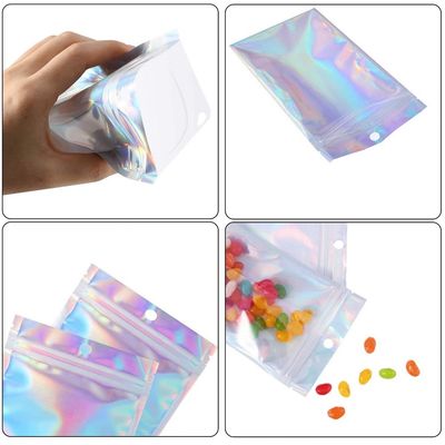 Parlak Holografik Mylar Gıda Ambalajı Kilitli Torba Kılıfı Alüminyum Folyo Metalize