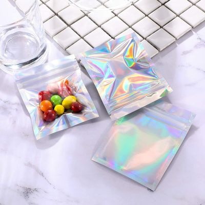 Gümüş Destekli Kilitli Poşet Ambalaj VMPET Şeffaf Ön Mylar Çantalar