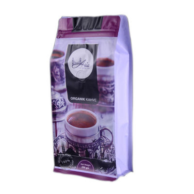 Kahve için 90 * 185mm Düz Tabanlı kilitli Kraft Kağıt Ambalaj Çanta kese