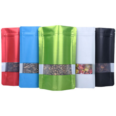 Yüksek Bariyerli Alüminyum Folyo Torbalar 18 * 26cm Pencereli Stand Up Plastik Baskılı Kese