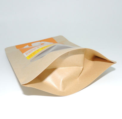 Özel Logo Granola kağıt kraft gıda poşetleri 160 * 245mm Üst Fermuarlı