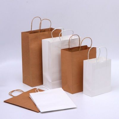28*22cm logo baskılı çevre dostu kahverengi gravür kraft kağıt torbalar