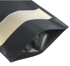 Çok Boyutlu Doypack Stand Up Kraft Isıl Yapışmalı Kağıt Torba Pencereli Siyah