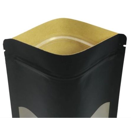 Çok Boyutlu Doypack Stand Up Kraft Isıl Yapışmalı Kağıt Torba Pencereli Siyah