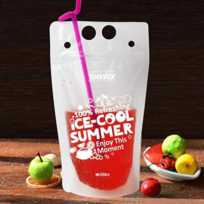 MBOPP İçecek Torbası Ambalajı Flexiloop Saplı 16 oz Samanlı İçecek Torbaları