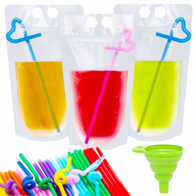 500ml 750ml Şeffaf İçecek Sıvı Saman ve Saplı Paketleme Kılıfı